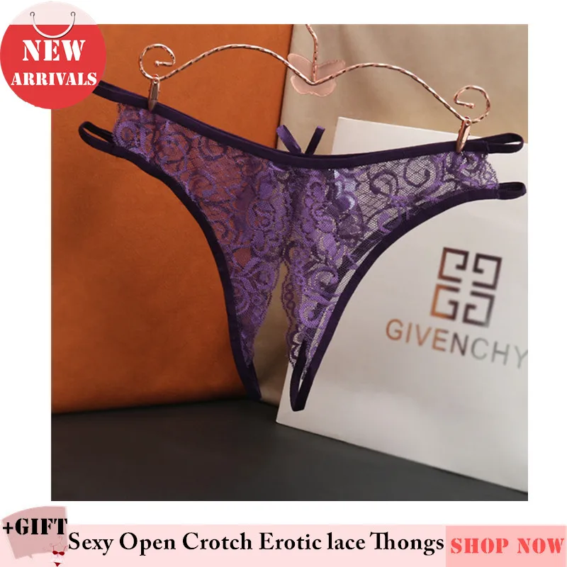 

Women Sexy Open Crotch Thong Lace Fully transparent free take off erotic Low waist thong Briefs For Lover Valentines Underwear