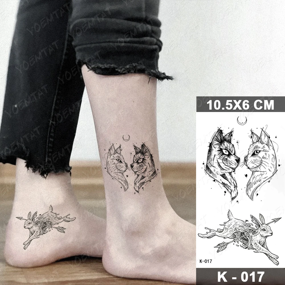 Waterproof Temporary Tattoo Stickers Wolf Cat Deer Panda Moon Mountain Flash Tatto Arm Wrist Fake Tattoos Body Art Women Men Kids,tattoo sticker,temporary tattoos