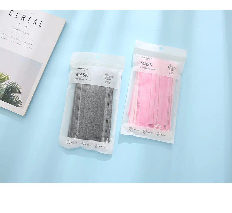 WENBO Anti-fog Haze Solid Color Face Mask 15-Three Layer Nonwoven Fabric Ear Hook Filtrability Anti-Fog Face Mask