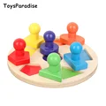 Монтессори Геометрическая форма/цвет познания ручной захват пластины Деревянные игрушки для детей Детские игрушки дошкольного обучения - фото