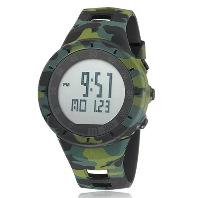 Цифровые мужские спортивные часы с секундомером, 50 м, модные камуфляжные зеленые военные светодиодный наручные часы, мужские ударные часы, мужские часы - Цвет: Black