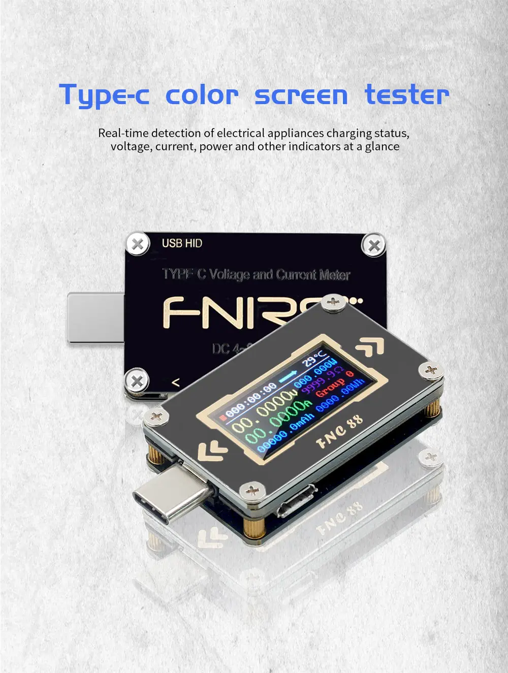 FNC88 New Type-C PD trigger USB-C Voltmeter ammeter voltage 2 way current meter multimeter PD charger battery USB Tester