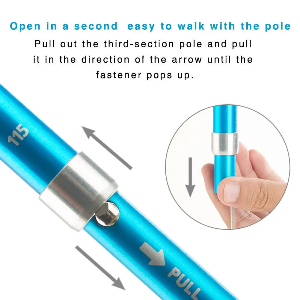 Collapsible Auminum Alloy Anti Shock Walking Sticks Telescopic Trekking Hiking Poles Ultralight Walking Canes Tips Protectors