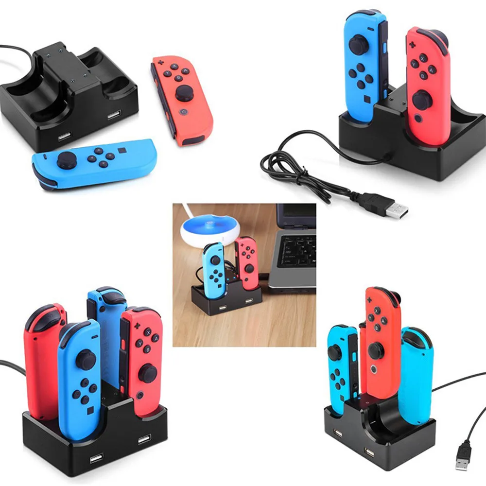 Для Joycon зарядная станция Подставка 4 в 1 для nintendo Switch Joycon контроллеры светодиодный индикатор Тип C для nintendo Switch Joycon