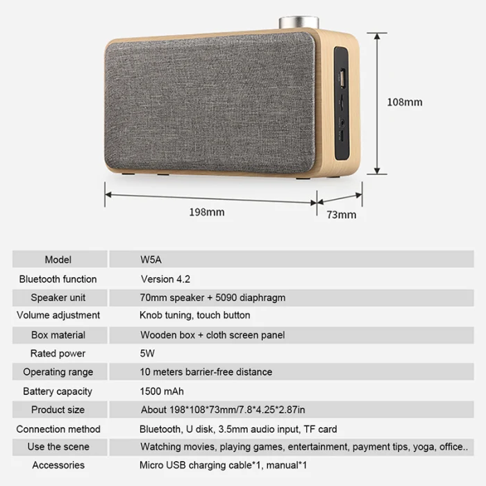 Bluetooth динамик деревянный бас беспроводной портативный динамик поддержка TF AUX USB VDX99