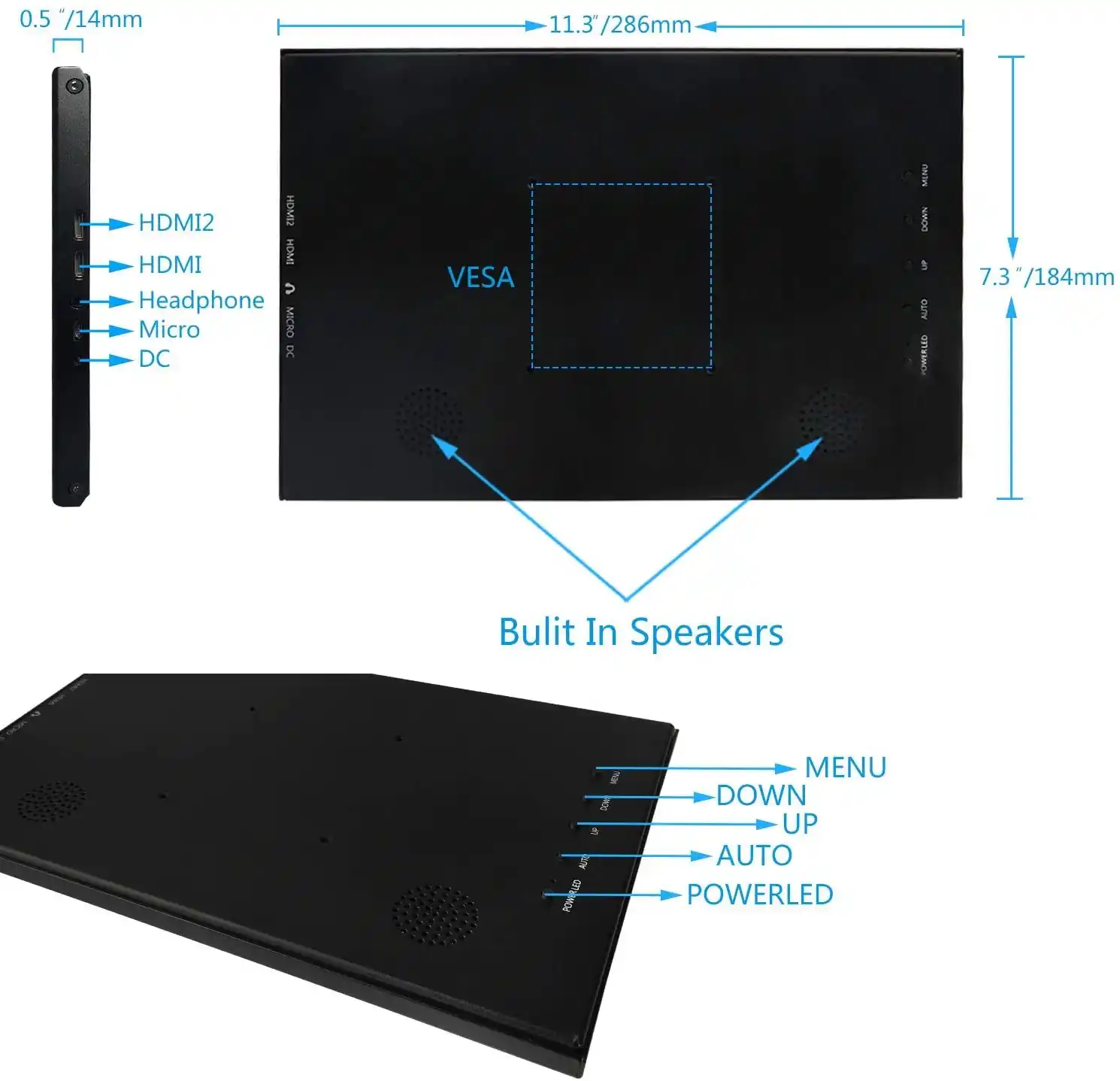 Wimaxit M1160 11 6 Inch 19x1080 Portable Monitor For Raspberry Pi 4 B 2b 3b Xbox 360 Ps4 Mac Os Windows 7 8 10 Aliexpress