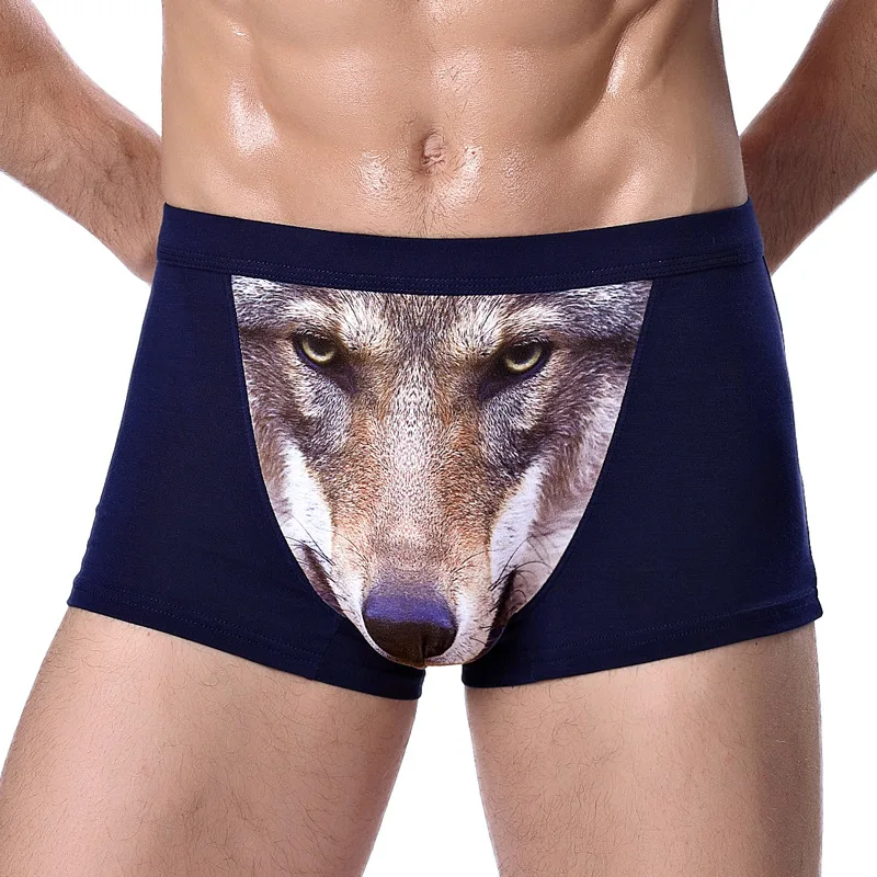 Men Underpants Modal men's funny panties with wolf boxer shorts mens sale Pouch Bulge boxers man Cartoon underwear for men