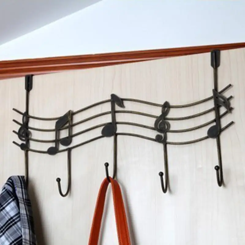 Креативный декор из музыкальных нот; настенные крючки для кухни и ванной комнаты Органайзер Крючки-вешалки психического железный навесной шкаф с 5-крючок