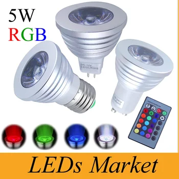 

RGB Led Lamp 5w Rgb Led Spotlight Gu10 Mr16 Gu5.3 E27 E14 Led Spot Light Bulb Memory Function 110-240v 12v Free DHL
