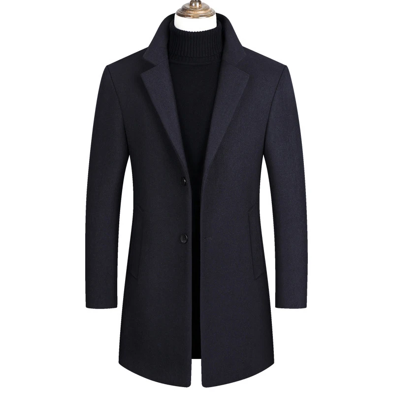 Men Winter Wool Coat Men Autumn Windbreaker Solid Color Simple Wool Blends Woolen Pea Coat Male Trench Coat Overcoat Clothes Men Winter Wool Coat Men Autumn Windbreaker Solid Color Simple Wool Blends Woolen Pea Coat Male Trench Coat Overcoat Clothes