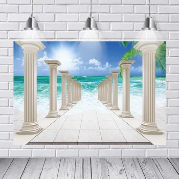 

Summer Holiday Beach Sea View Room Palace Photography Seascape Backdrop Personalized Photographic Background for Photo Studio