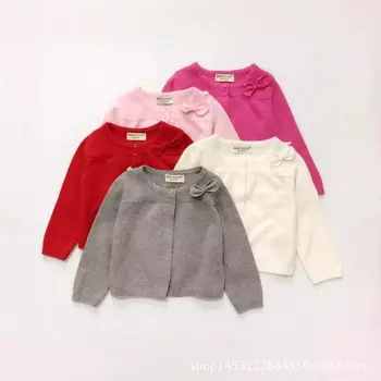 

2 3 4 5 6 Years Baby Girl Cardigan Coats 2020 Autumn Kids Long Sleeve Casual Solid Knitted Jacket Baby Sun Protection Cardigan