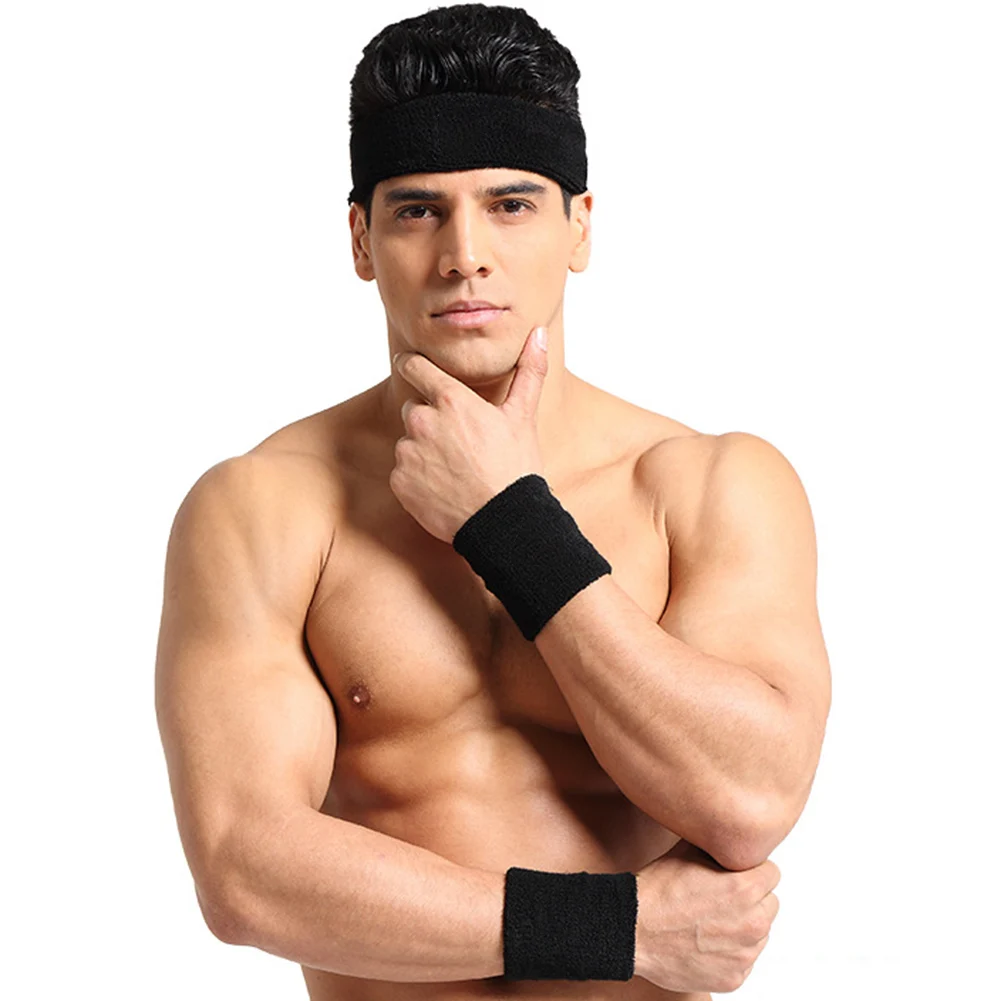 Wristband Headband Set Sports Fitness Breathable Sweatband Wrist