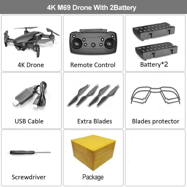 4K Black 2B FB HGIYI M69G Радиоуправляемый Дрон Квадрокоптер с камерой 4K HD широкоугольный Дрон wifi FPV оптический поток складной вертолет селфи Дрон Vs E58 - Цвет: 4K Black 2B FB