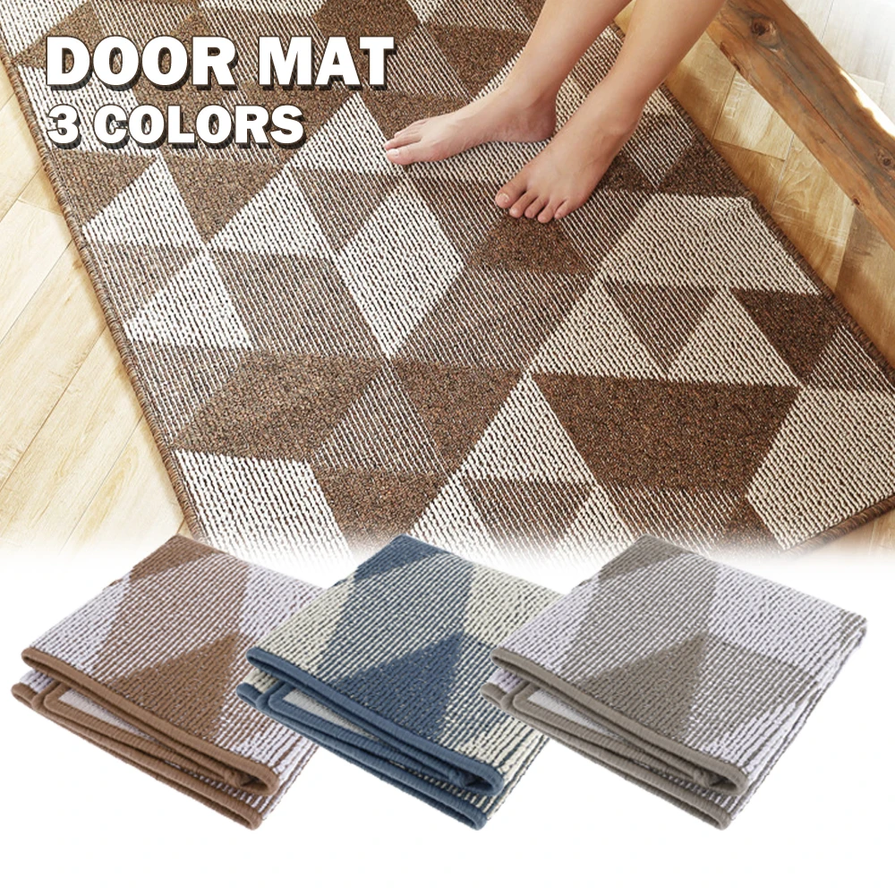 

Modern Flannel Door Mat Dark Color Geometric Patterns Floor Mat Rugs Non-slip Doormats for Outdoor Bathroom Kitchen Carpets