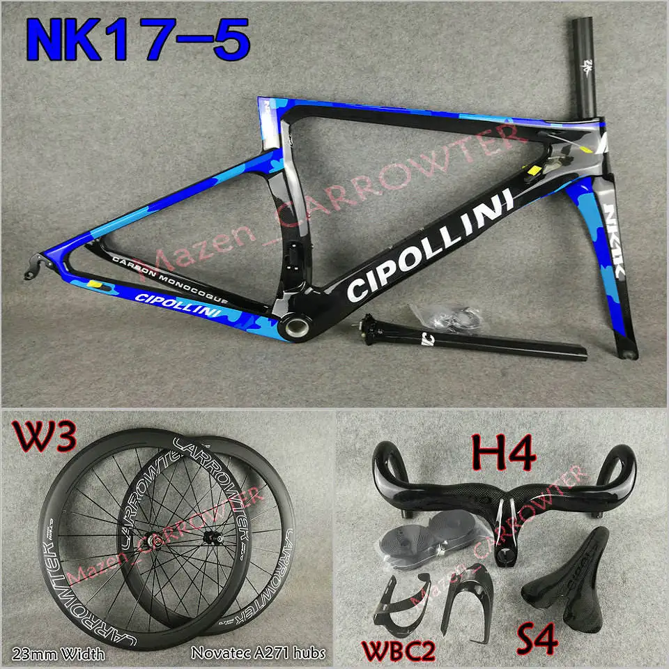 Package for sale 3K Камуфляж синий MCipollini NK1K карбоновая рама Cipollini руль седло бутылки клетки 50 мм карбоновые колеса Novatec A271 ступицы - Цвет: Package for sale