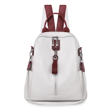 

2019 New Backpack Women Soft Leather Wild Multifunctional Personality Backpack Large Capacity White Shoulder
