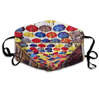 

Polyester Anti-dust Mouth Mask - Umbrella Street Pattern Lovers Washed Reusable Mouth-Muffle - Fashion Printed Face Masks for
