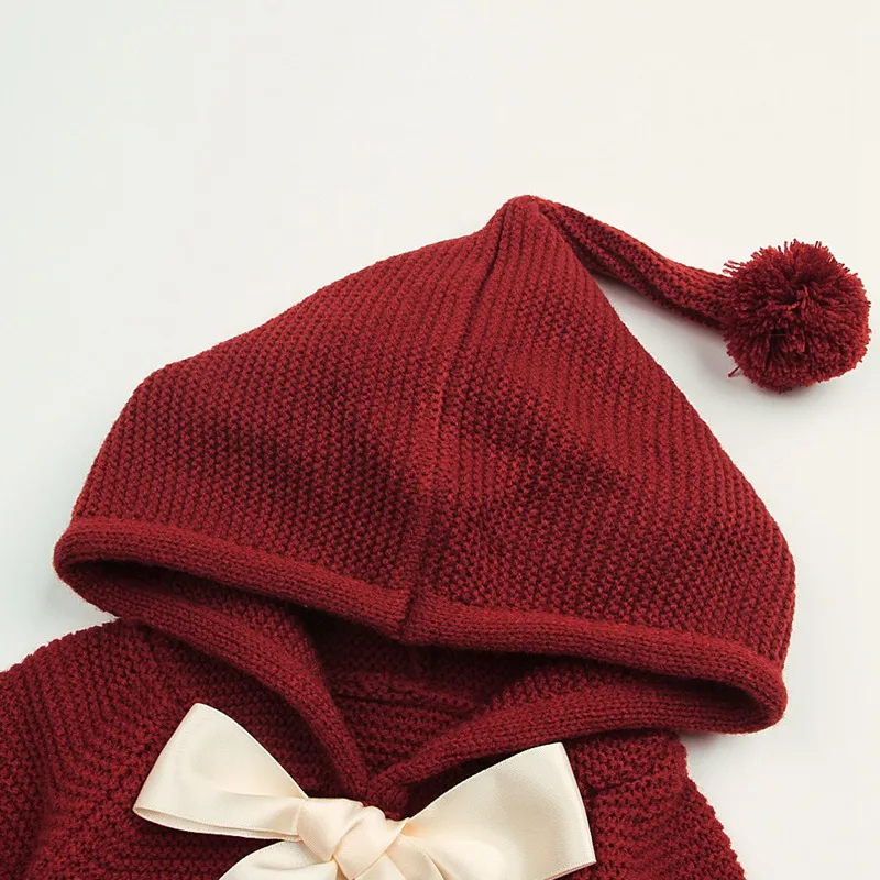 Детский осенне-зимний свитер с капюшоном для маленьких детей с модные стиль высокий качественный плащ с длинным рукавом Свитера для девочек одежда От 0 до 2 лет; пальто