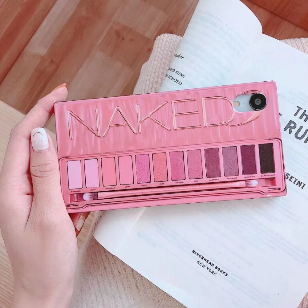 Square Pink Makeup Phone Case For iPhone 7 X XR XS Max 6 6s 7 8 plus Fashion Eye Shadow Palette Case