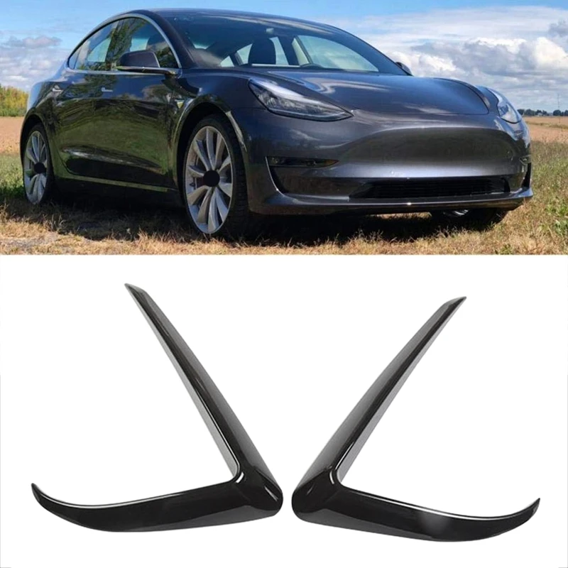 

2Pcs ABS for Front Fog Light Eyebrow Cover Trim Front Bumper Trim for Tesla Model 3 2017-2019