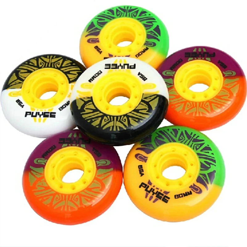 2 colors mixed skating wheel for slalom FSK skates patins 85A skates wheels 80mm 76mm 72mm