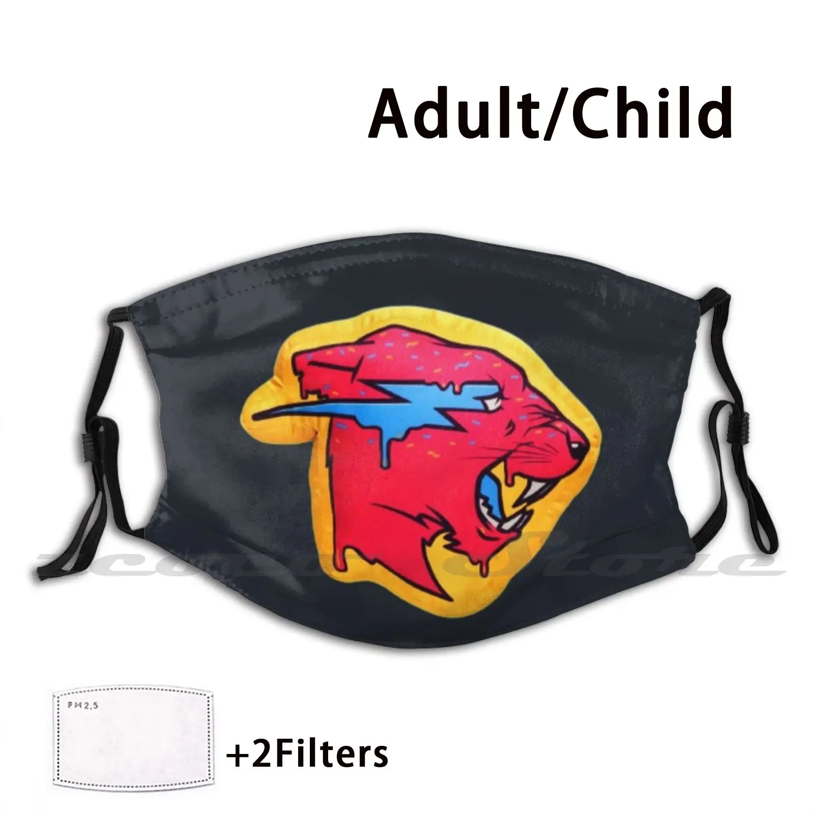 Flaming Red Tiger - Youtube Merch Custom Pattern Filtro Lavabile Pm2.5 Maschera Per Bambini Per Adulti Bestia Youtube Firmato 6000 Tiger Black