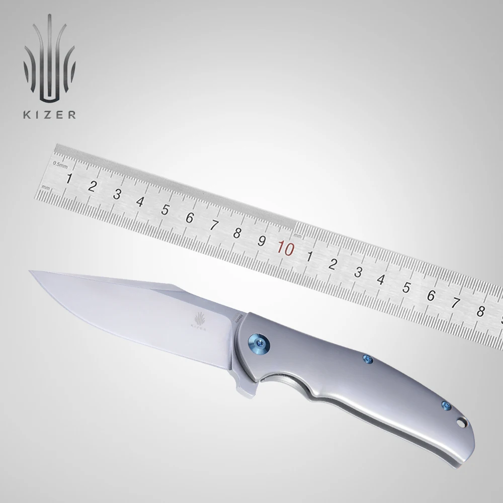 Карманный нож Kizer титановый с потертостями флиппер для улицы утилита edc