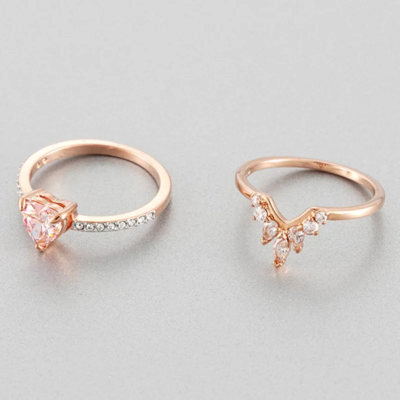 High quality SWA, heart-shaped double layer and fashionable ladies ring