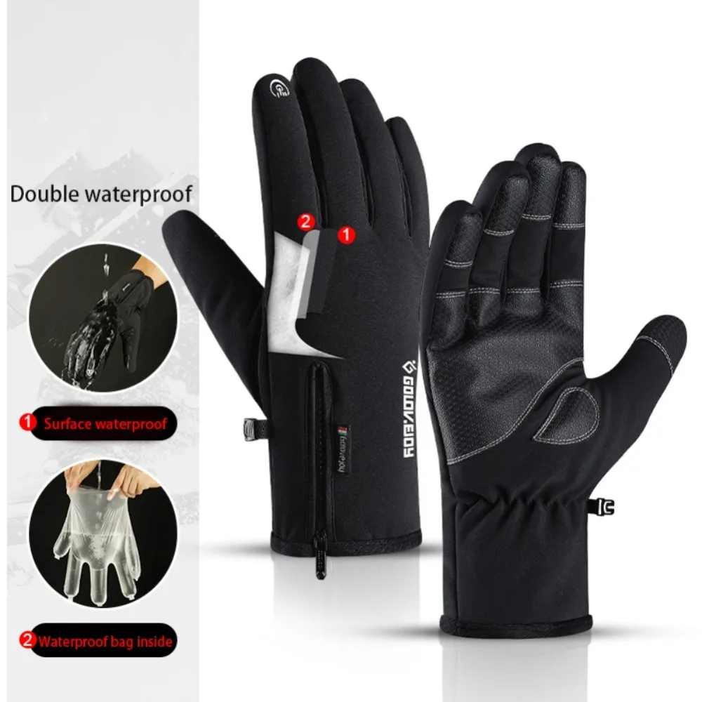Men Women Winter Gloves Waterproof Touchscreen Gloves Anti-slip Cycling Thicken Warm Gloves For Running Climbing Skiing Riding