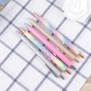 

5pcs Glitter Ballpoint Pens Retractable Press Students Ballpoint Pens for Stationery Office