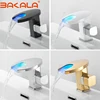BAKALA Bathroom Waterfall Led Faucet. Sink Waterfall Brass Basin Faucet. Bathroom Mixer Tap Deck Mounted basin sink Mixer Tap ► Photo 2/6