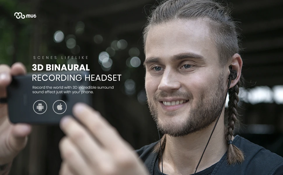 オーディオ機器 イヤフォン Mu6 LifeLike2 3D Binaural Recording Microphones In-Ear Headset 
