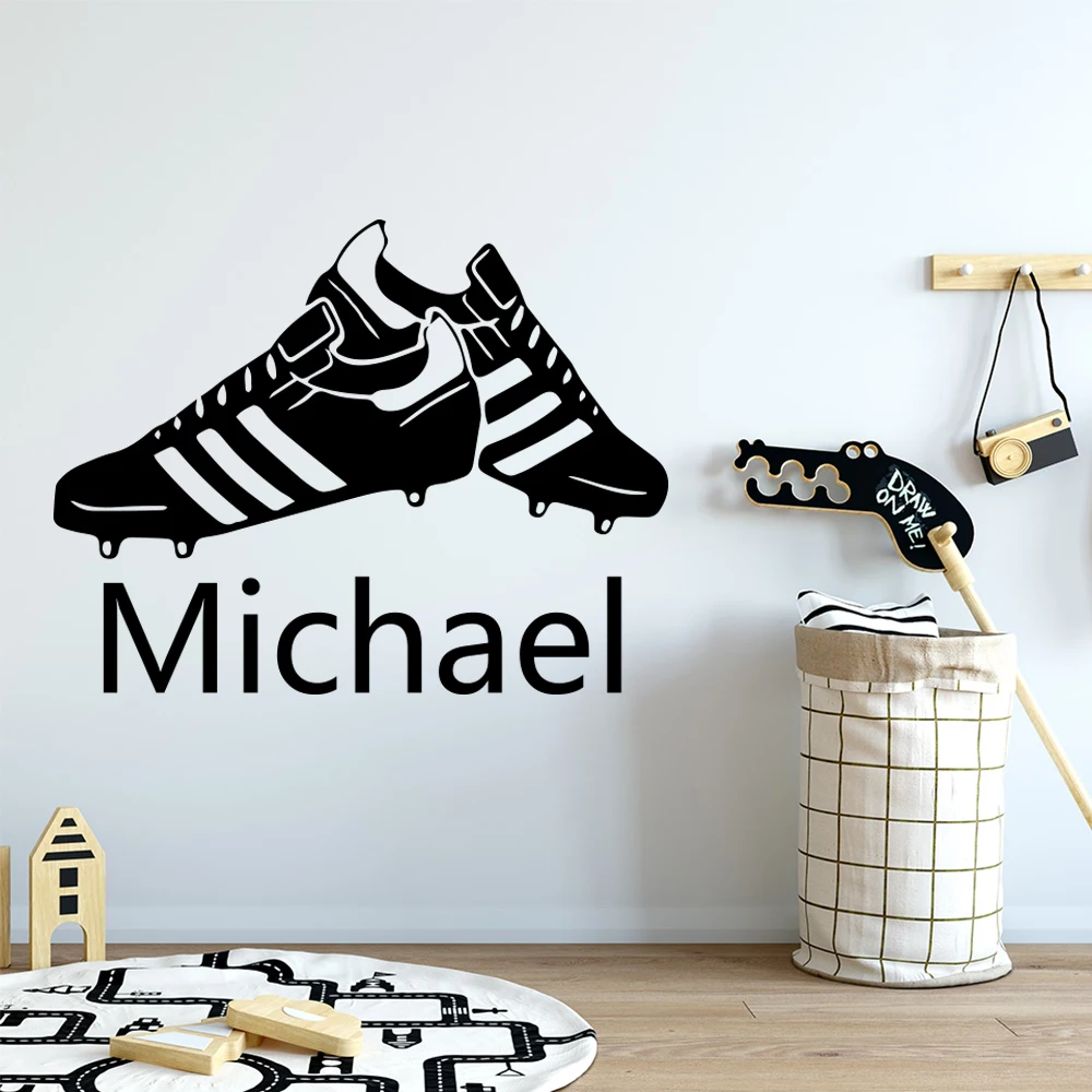 Modern Sport Shoes Custom Name Wall Decals For Baby Kids Room Vinyl Sticker Wallpaper Mural Bedroom Wall Stickers Decal