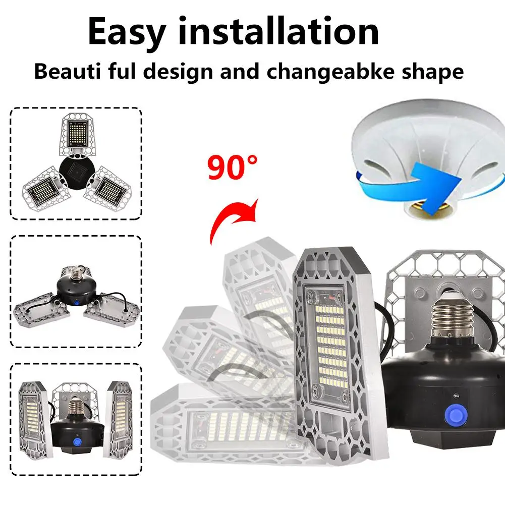 LED Garage Lights 100W 10000LM IP65 Deformable Dusk To Down Ceiling Light Super Bright For Shop Garage Workshop Barn Warehouse LED Garage Lights 100W 10000LM IP65 Deformable Dusk To Down Ceiling Light Super Bright For Shop Garage Workshop Barn Warehouse