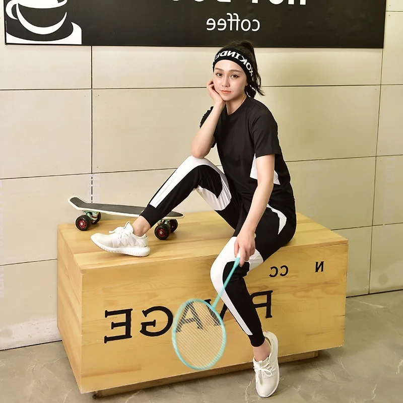 

2018 Spring And Summer New Style Sports WOMEN'S Suit Loose And Plus-sized Short Sleeve Gym Yoga Clothes Three-piece Set