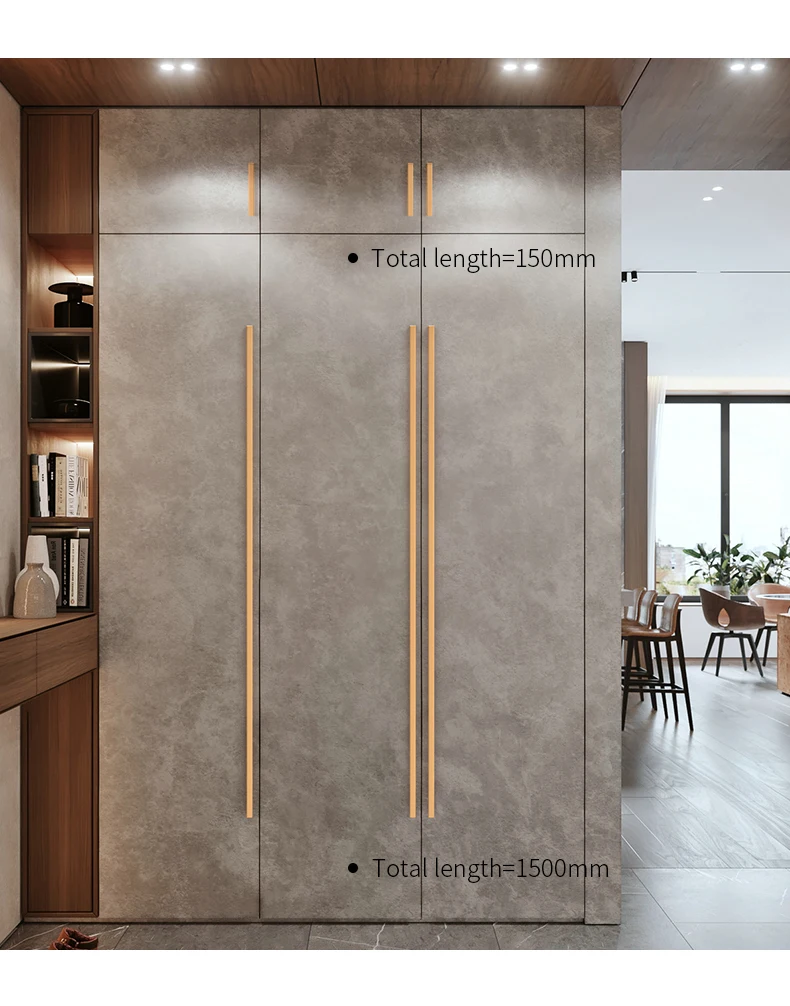 YONFIA 3745 Long Aluminium Profile Furniture Cupboard Handle Wardrobe Kitchen Cabinet Drawer Pull Handle Long Closet Door Handle