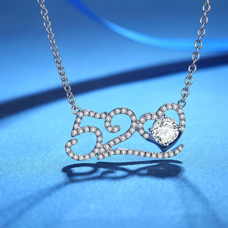 

S925 Sterling Silver Necklace Women's 520 Douyin Celebrity Style Necklace Moissanite Diamond Necklace Model Diamond Pendant Neck