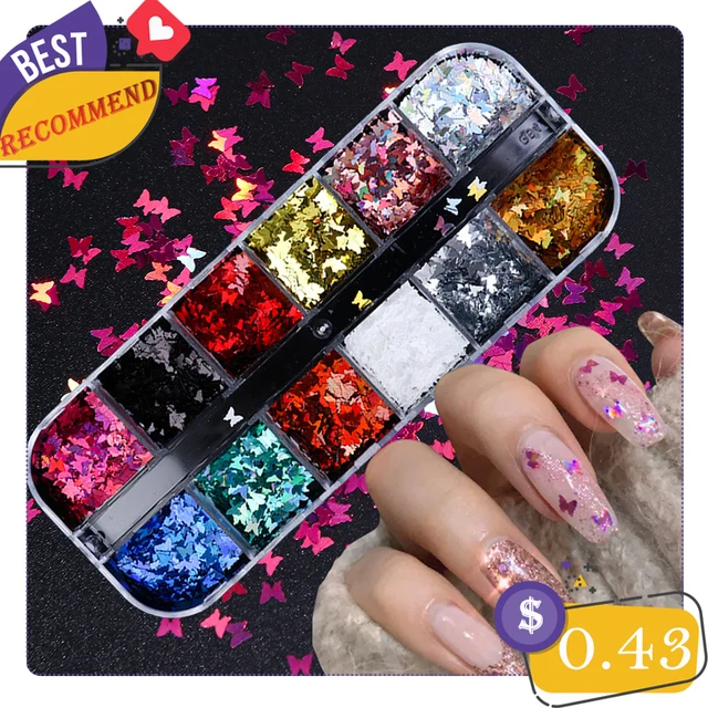 Gold Silver Nail Art Sequins Glitter Kits, KISSBUTY 8 Boxes Nail Art  Sequins Nails Powder Metallic Shining Flakes Nail Glitter Set for Nails Art