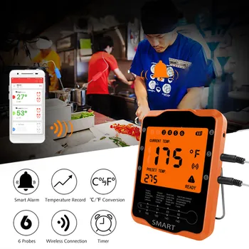 

Meat Grill Thermometer Food Thermometer Smart BT Wireless Remote Cooking Thermometer Digital Temperature Gauge for Kitchen BBQ