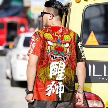 

2020 LOOSE Mens T-shirts Casual Print lion Summer Short Sleeves BLACK RED Tshirt Tees Plus OVERSize 10XL 6XL 7XL 8XL 9XL