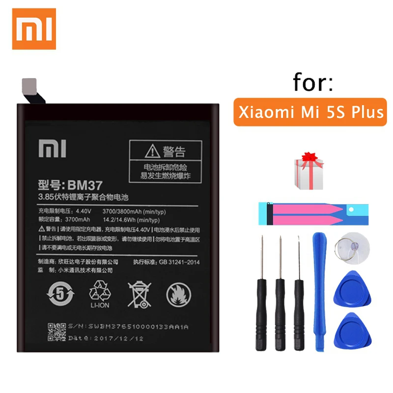 

Xiao Mi BM37 For Xiaomi Mi 5s Plus International Version Cellphone Battery 3800mAh High Capacity PCB Lithium Polymer Battery
