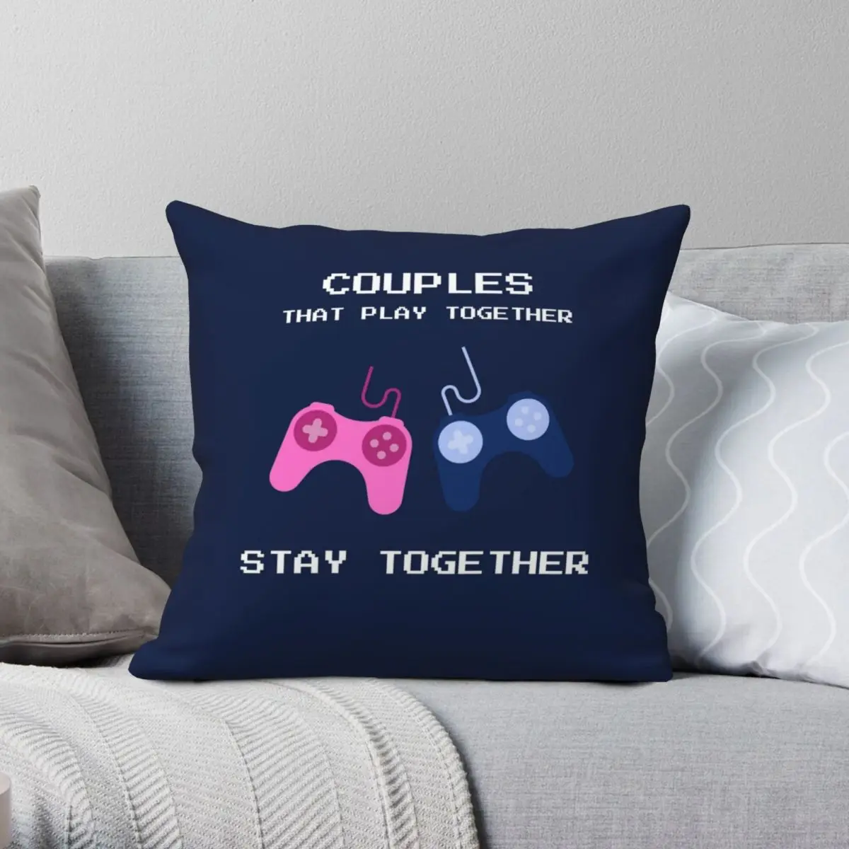 

Couples That Play Together Square Pillowcase Polyester Linen Velvet Printed Zip Decor Pillow Case Car Cushion Cover Wholesale