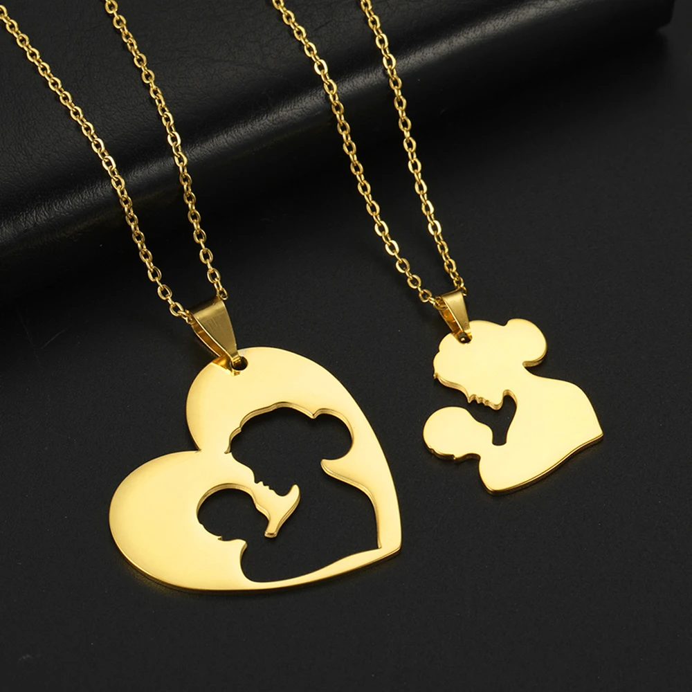 Семейное ожерелье для мамы и ребенка беременное сердце подарок полые золотые