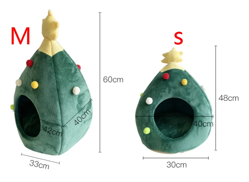 Рождественская елка, домик для кошки, милая полузакрытая палатка для кошки, кровати для кошек в помещении, пещерная кровать, теплая мягкая зимняя домашняя кошка, дом полузакрытый