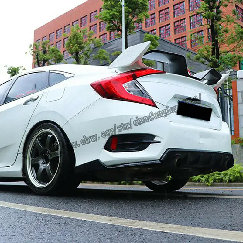 Подходит для Honda Civic Sedan белый+ черный ABS спойлер заднего багажника, крыла 1 шт