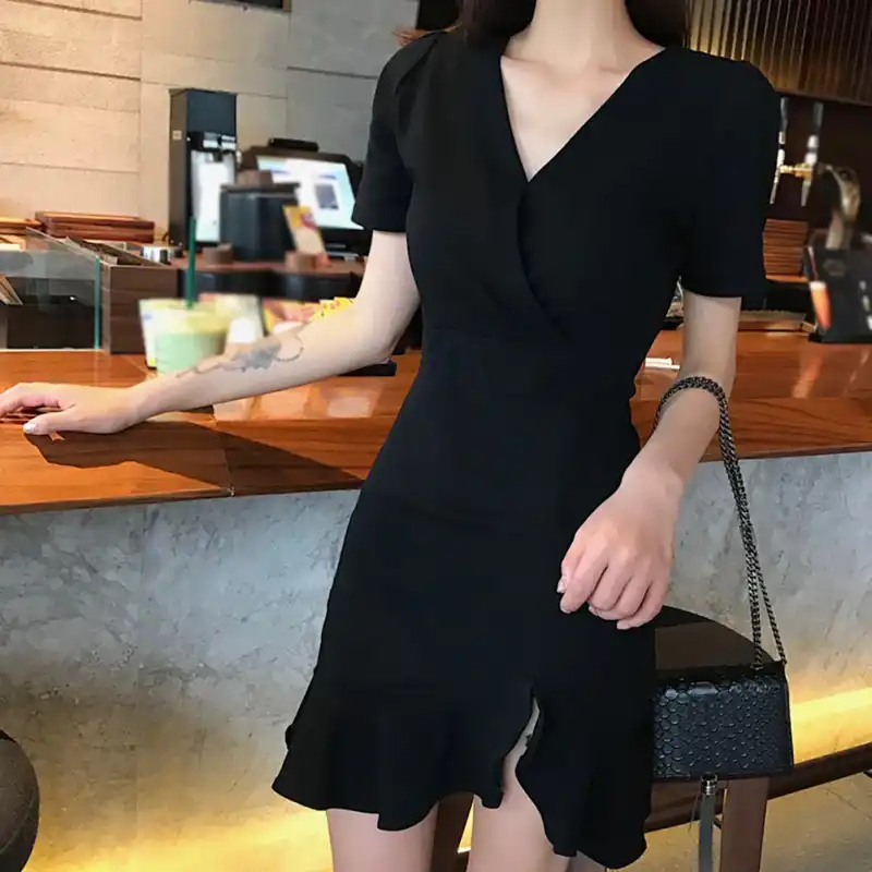 little black dress with ruffles