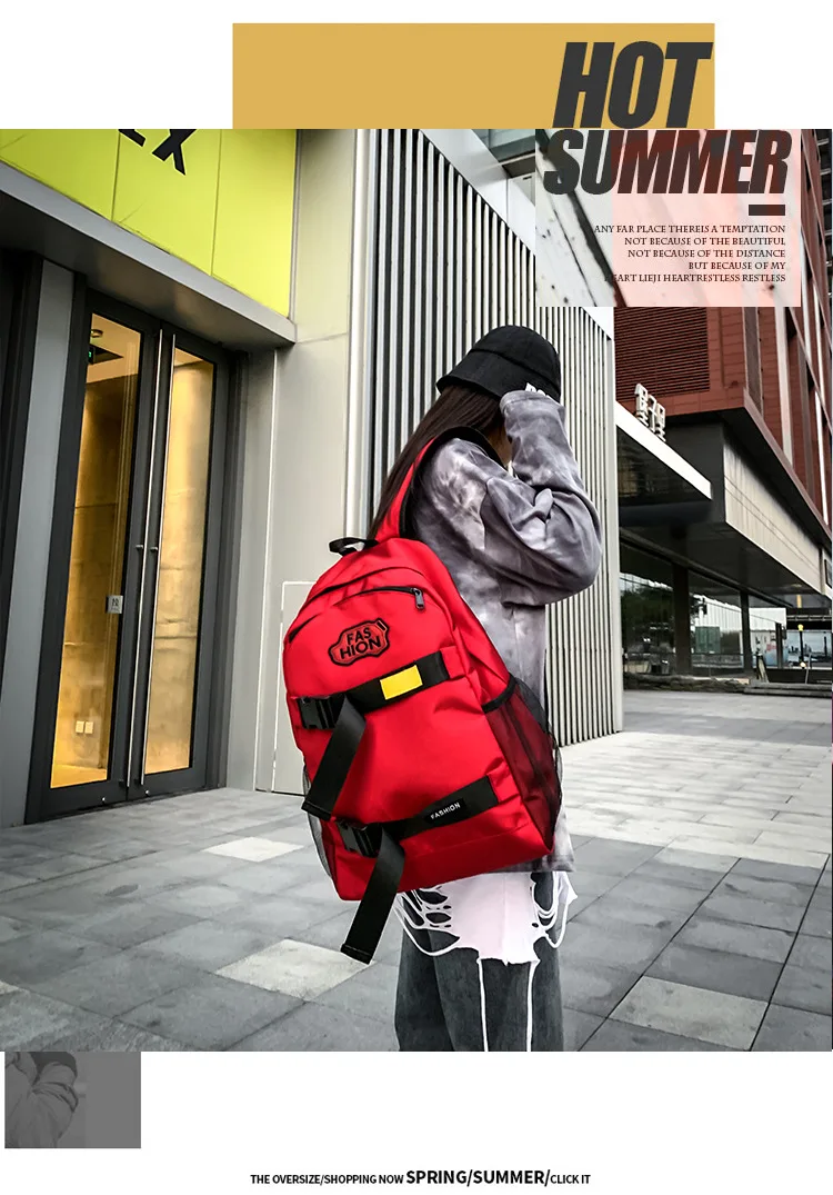 Вышитый мужской повседневный уличный рюкзак в стиле хип-хоп, женский спортивный уличный рюкзак для путешествий, трендовая рабочая сумка для скейтборда