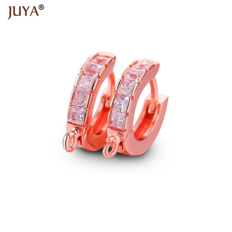 rose gold Juya швензы Роскошные циркониевые серии шпильки для сережек ручной работы фиксаторы для серёжек крючки фурнитура для Аксессуары для ювелирных изделий швензы для сережек - Цвет: rose gold