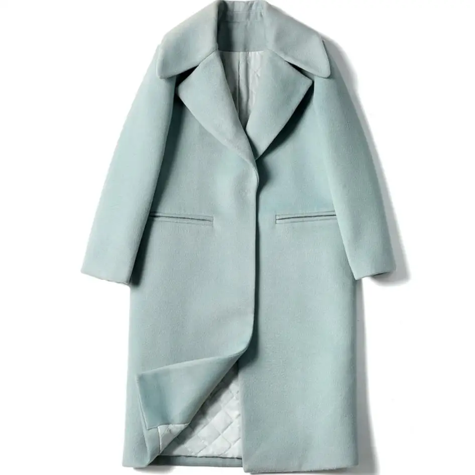 

plus size 3XL! Wool Women Elegant Turn-down Collar Loose Blends Student All-match Thick Woolen Coat Womens Warm Coats